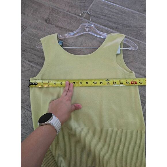 Women's Casual Corner Annex Petite Cardigan with Matching Tank Top Green and Pol - Picture 6 of 14